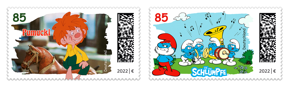 Briefmarken "Pumuckl" und "Schlümpfe"