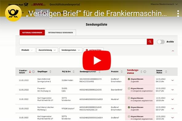 deutsche post verfolgen brief frankiermaschine