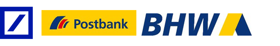Logos der Deutsche Bank AG, der Postbank und der BHW