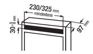 Mindestmaß eines Briefkastens Symbolbild für das Mindestmaß eines Briefkastens: Briefschlitzhöhe 30 mm x Breite des Briefkastens 230/325 mm und Tiefe des Briefkastens 97 mm